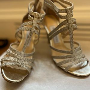 Jimmy Choo heel sandals size 5.5 platinum ice Selina